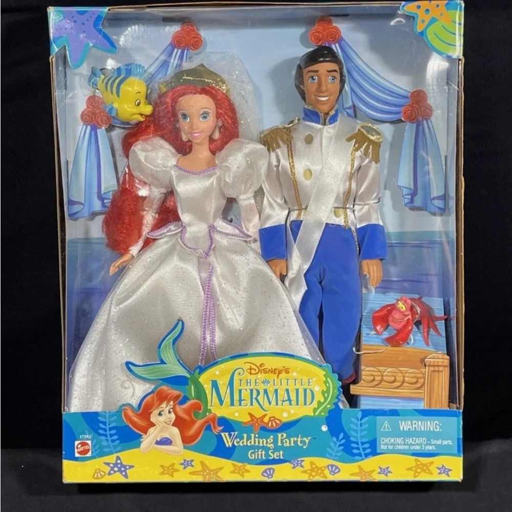 Disney Little Mermaid Wedding Gift Set Ariel Prince Eric Mattel 1997 Sealed box - Picture 2 of 6